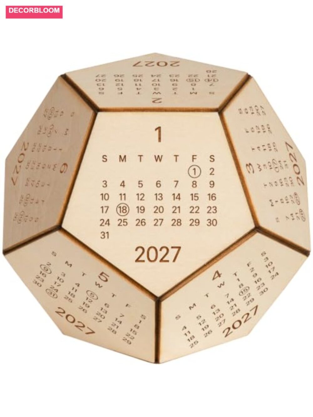 Wooden Desk Calendar 2027 Rotating Block Perpetual Office Decor Gift Set